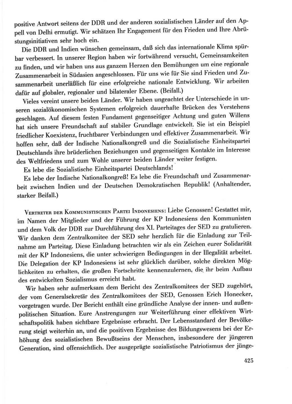 Protokoll der Verhandlungen des Ⅺ. Parteitages der Sozialistischen Einheitspartei Deutschlands (SED) [Deutsche Demokratische Republik (DDR)] 1986, Seite 425