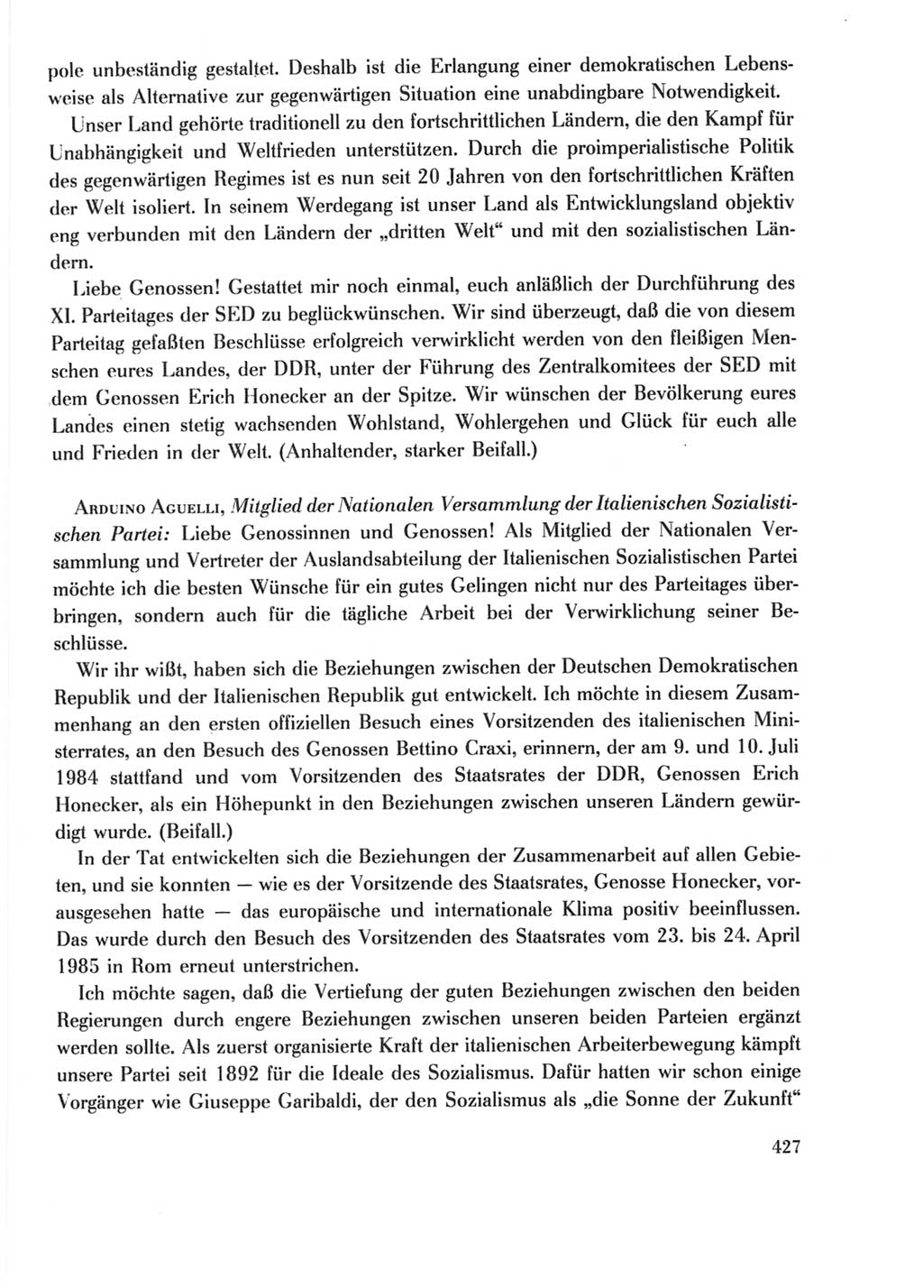 Protokoll der Verhandlungen des Ⅺ. Parteitages der Sozialistischen Einheitspartei Deutschlands (SED) [Deutsche Demokratische Republik (DDR)] 1986, Seite 427