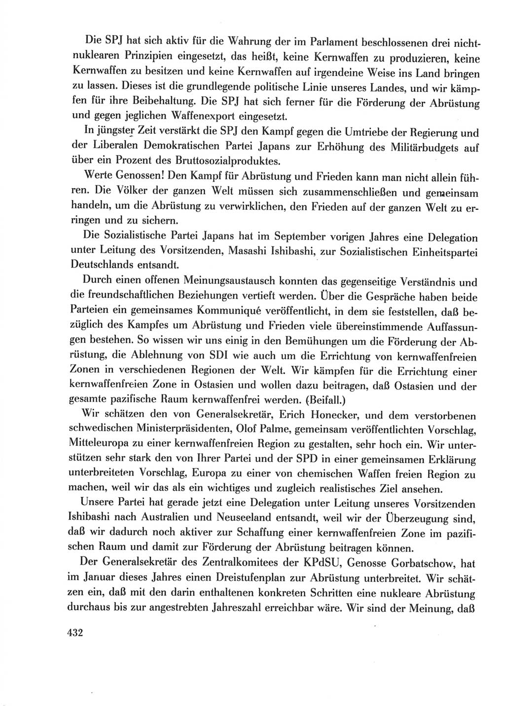 Protokoll der Verhandlungen des Ⅺ. Parteitages der Sozialistischen Einheitspartei Deutschlands (SED) [Deutsche Demokratische Republik (DDR)] 1986, Seite 432