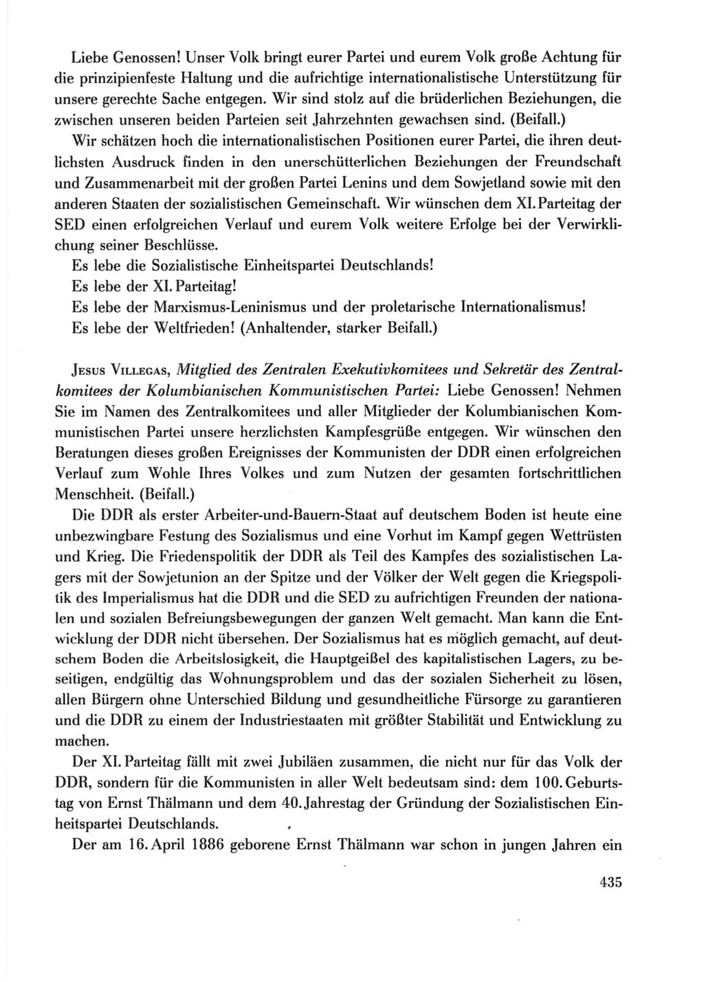 Protokoll der Verhandlungen des Ⅺ. Parteitages der Sozialistischen Einheitspartei Deutschlands (SED) [Deutsche Demokratische Republik (DDR)] 1986, Seite 435