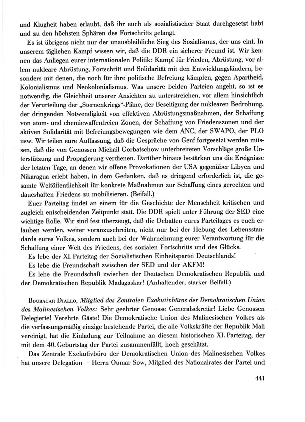 Protokoll der Verhandlungen des Ⅺ. Parteitages der Sozialistischen Einheitspartei Deutschlands (SED) [Deutsche Demokratische Republik (DDR)] 1986, Seite 441