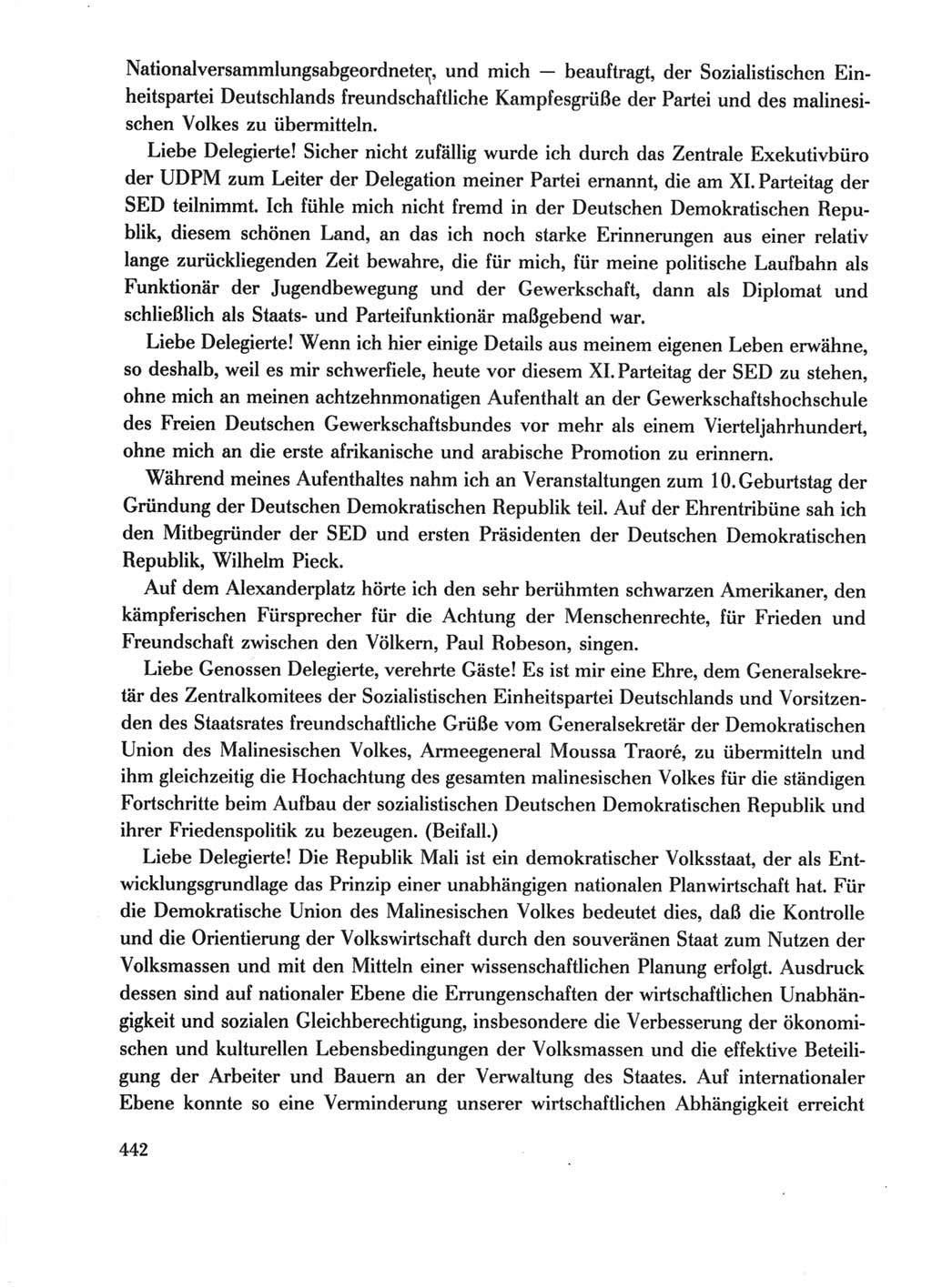 Protokoll der Verhandlungen des Ⅺ. Parteitages der Sozialistischen Einheitspartei Deutschlands (SED) [Deutsche Demokratische Republik (DDR)] 1986, Seite 442