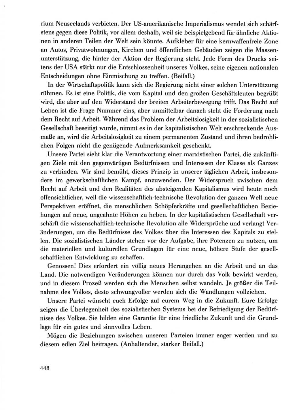 Protokoll der Verhandlungen des Ⅺ. Parteitages der Sozialistischen Einheitspartei Deutschlands (SED) [Deutsche Demokratische Republik (DDR)] 1986, Seite 448