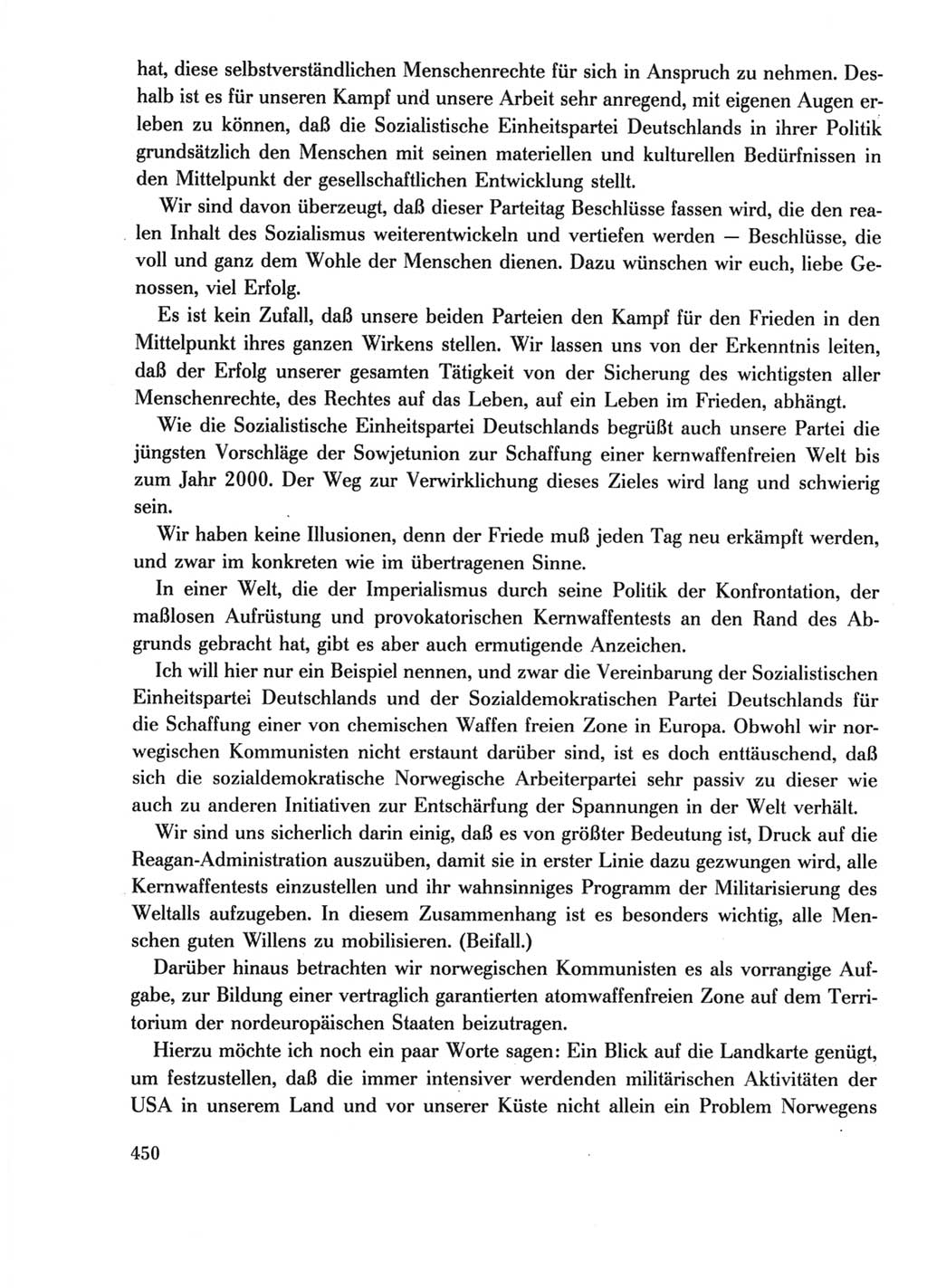 Protokoll der Verhandlungen des Ⅺ. Parteitages der Sozialistischen Einheitspartei Deutschlands (SED) [Deutsche Demokratische Republik (DDR)] 1986, Seite 450