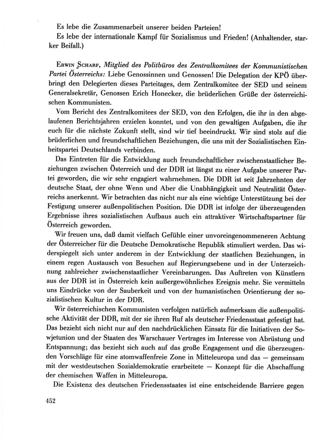 Protokoll der Verhandlungen des Ⅺ. Parteitages der Sozialistischen Einheitspartei Deutschlands (SED) [Deutsche Demokratische Republik (DDR)] 1986, Seite 452