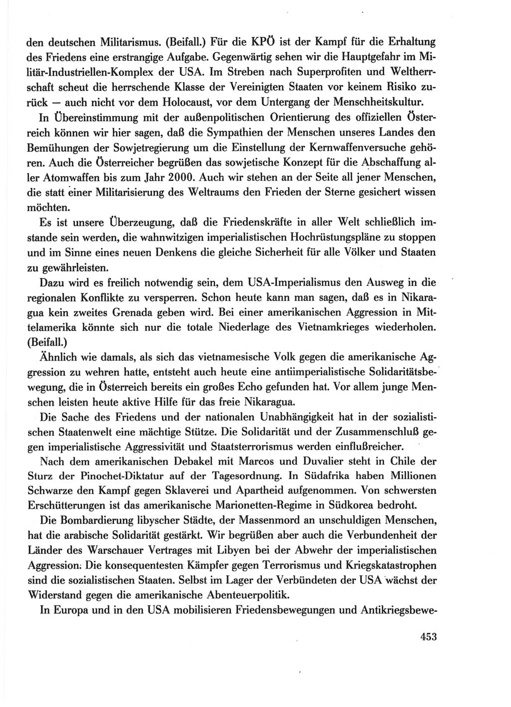 Protokoll der Verhandlungen des Ⅺ. Parteitages der Sozialistischen Einheitspartei Deutschlands (SED) [Deutsche Demokratische Republik (DDR)] 1986, Seite 453