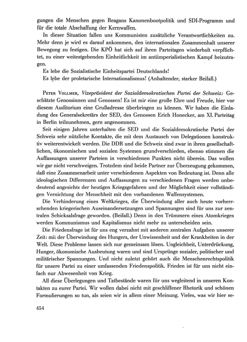 Protokoll der Verhandlungen des Ⅺ. Parteitages der Sozialistischen Einheitspartei Deutschlands (SED) [Deutsche Demokratische Republik (DDR)] 1986, Seite 454