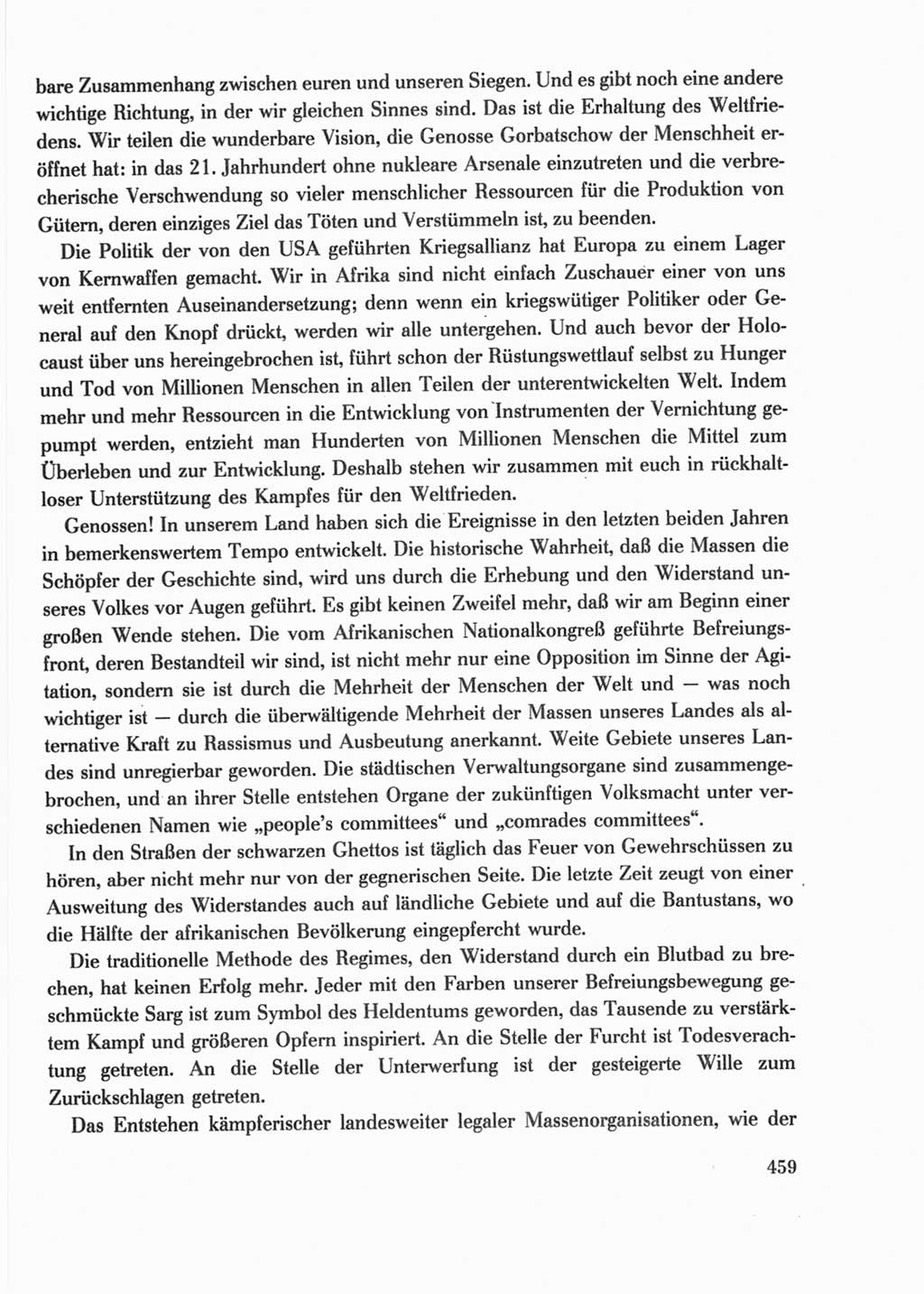 Protokoll der Verhandlungen des Ⅺ. Parteitages der Sozialistischen Einheitspartei Deutschlands (SED) [Deutsche Demokratische Republik (DDR)] 1986, Seite 459