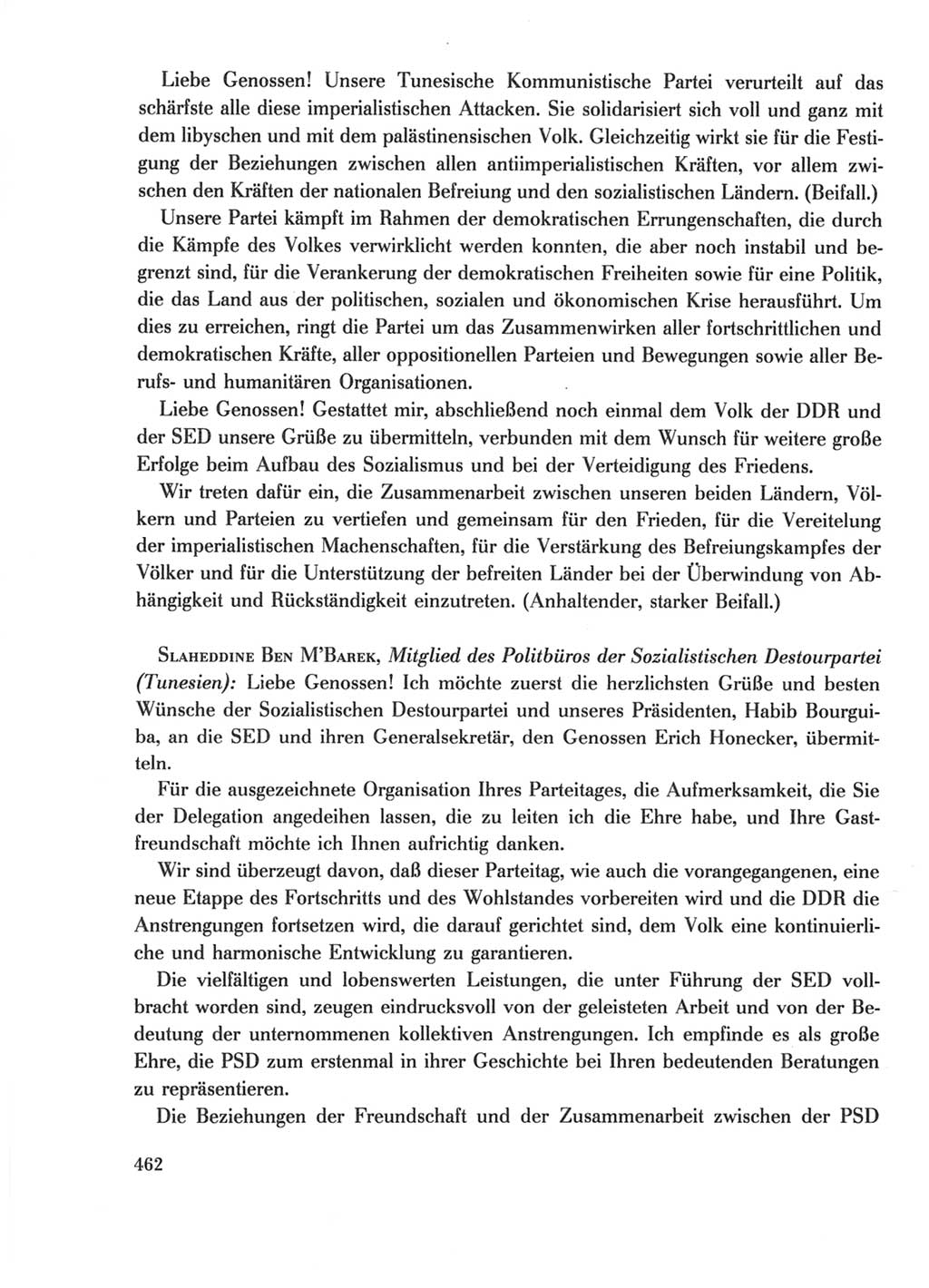 Protokoll der Verhandlungen des Ⅺ. Parteitages der Sozialistischen Einheitspartei Deutschlands (SED) [Deutsche Demokratische Republik (DDR)] 1986, Seite 462