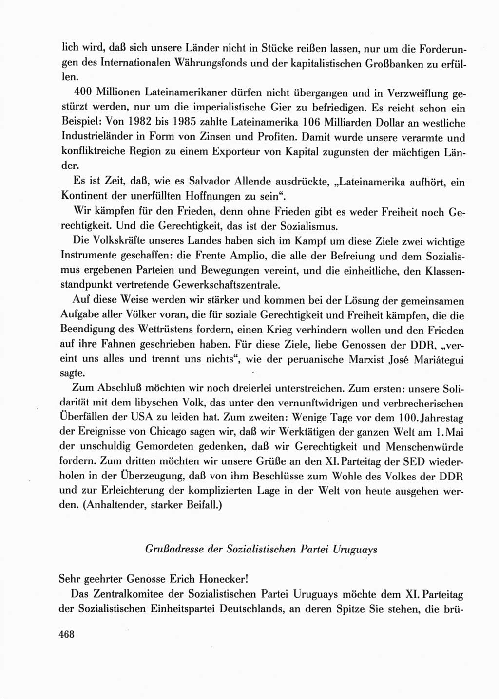 Protokoll der Verhandlungen des Ⅺ. Parteitages der Sozialistischen Einheitspartei Deutschlands (SED) [Deutsche Demokratische Republik (DDR)] 1986, Seite 468