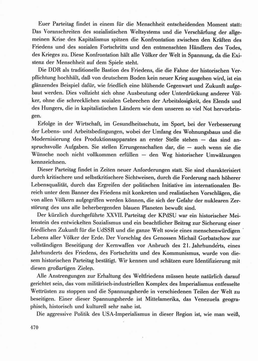 Protokoll der Verhandlungen des Ⅺ. Parteitages der Sozialistischen Einheitspartei Deutschlands (SED) [Deutsche Demokratische Republik (DDR)] 1986, Seite 470