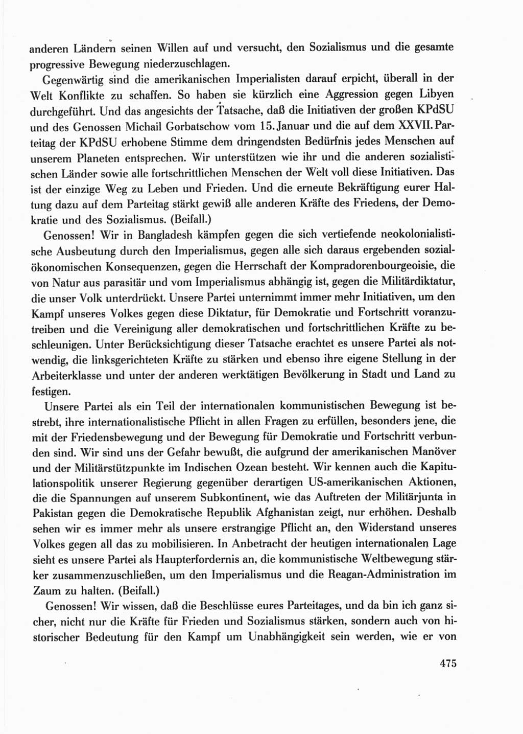 Protokoll der Verhandlungen des Ⅺ. Parteitages der Sozialistischen Einheitspartei Deutschlands (SED) [Deutsche Demokratische Republik (DDR)] 1986, Seite 475