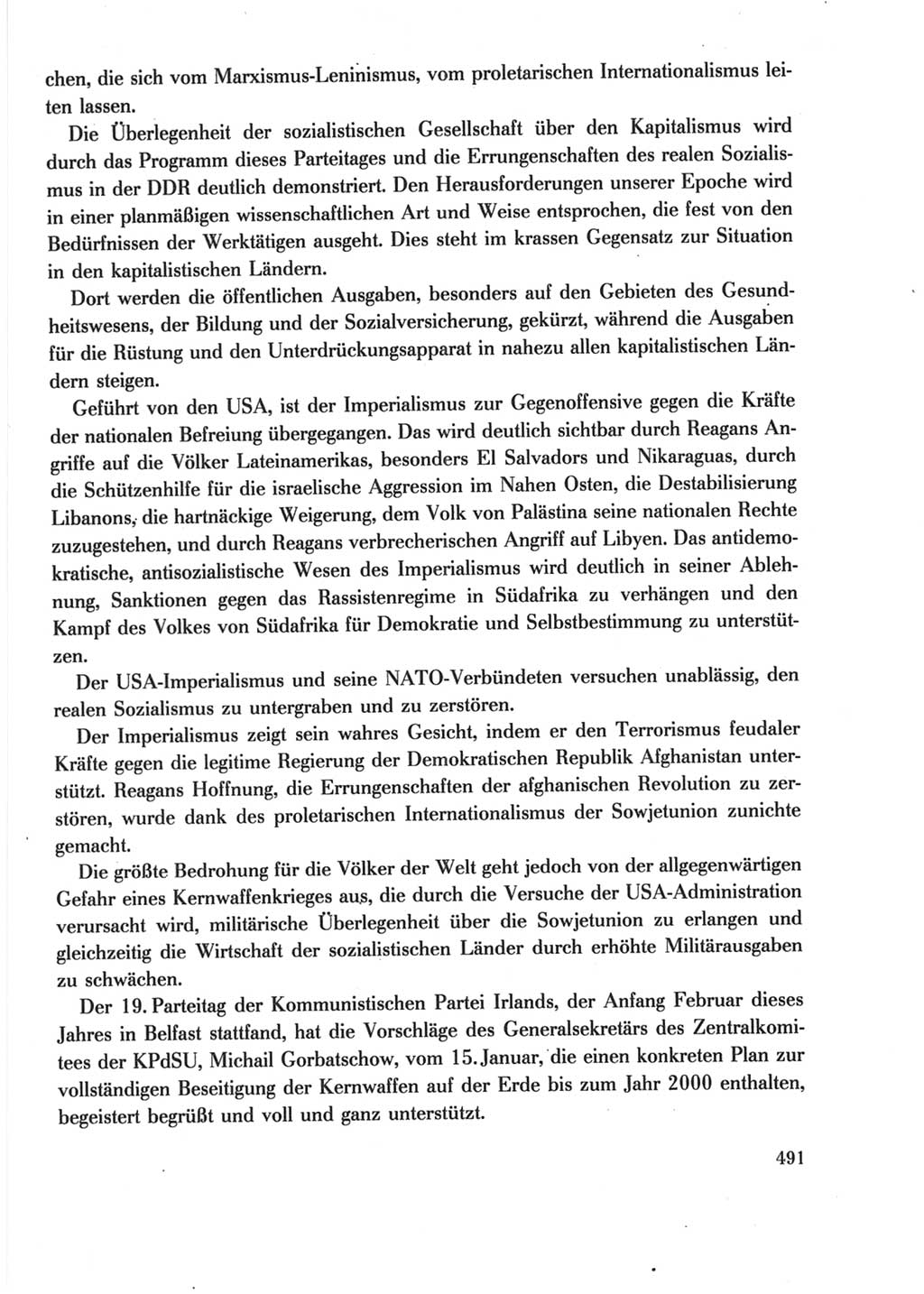 Protokoll der Verhandlungen des Ⅺ. Parteitages der Sozialistischen Einheitspartei Deutschlands (SED) [Deutsche Demokratische Republik (DDR)] 1986, Seite 491