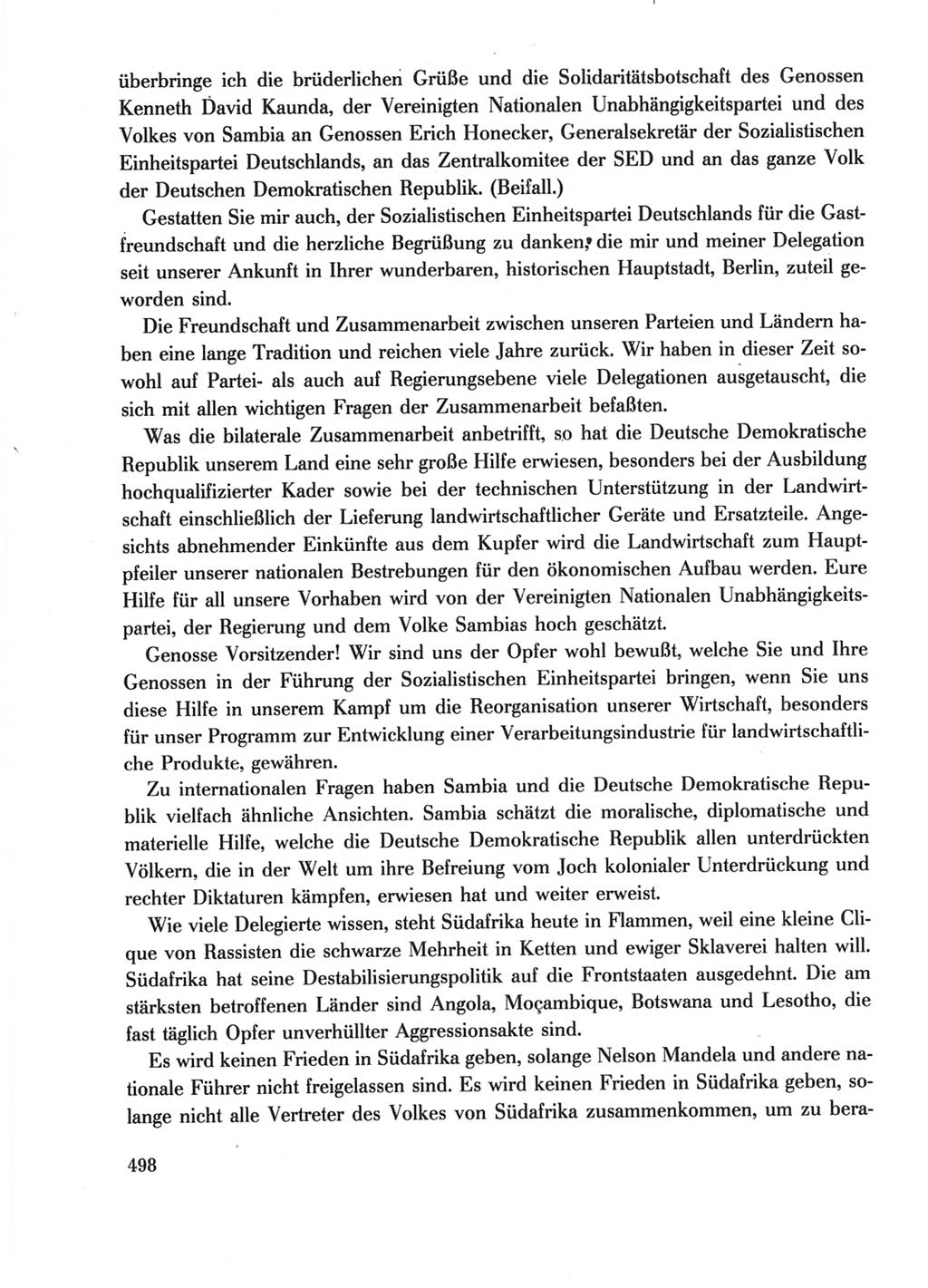 Protokoll der Verhandlungen des Ⅺ. Parteitages der Sozialistischen Einheitspartei Deutschlands (SED) [Deutsche Demokratische Republik (DDR)] 1986, Seite 498