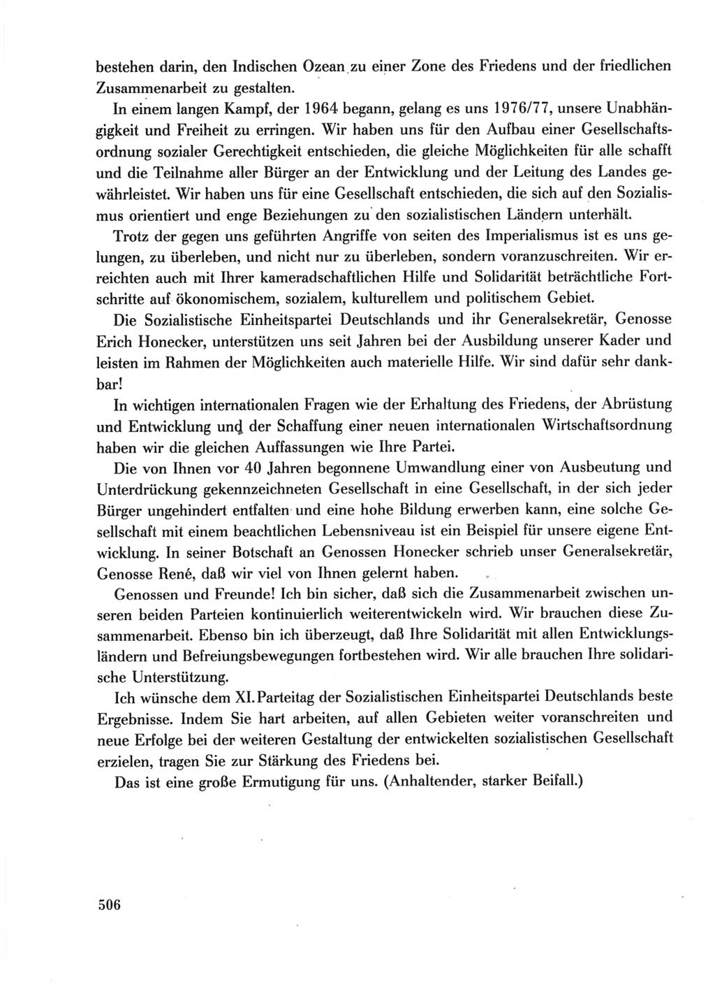 Protokoll der Verhandlungen des Ⅺ. Parteitages der Sozialistischen Einheitspartei Deutschlands (SED) [Deutsche Demokratische Republik (DDR)] 1986, Seite 506