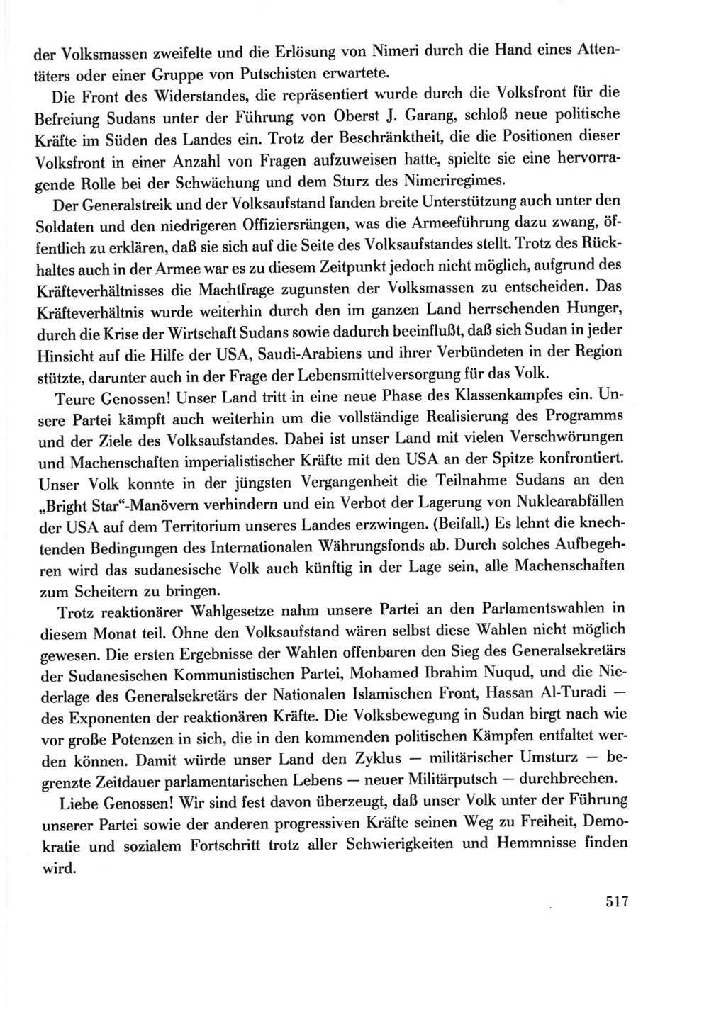 Protokoll der Verhandlungen des Ⅺ. Parteitages der Sozialistischen Einheitspartei Deutschlands (SED) [Deutsche Demokratische Republik (DDR)] 1986, Seite 517