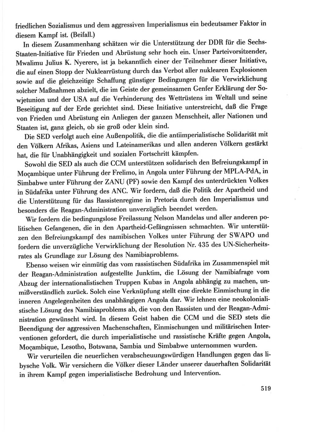 Protokoll der Verhandlungen des Ⅺ. Parteitages der Sozialistischen Einheitspartei Deutschlands (SED) [Deutsche Demokratische Republik (DDR)] 1986, Seite 519