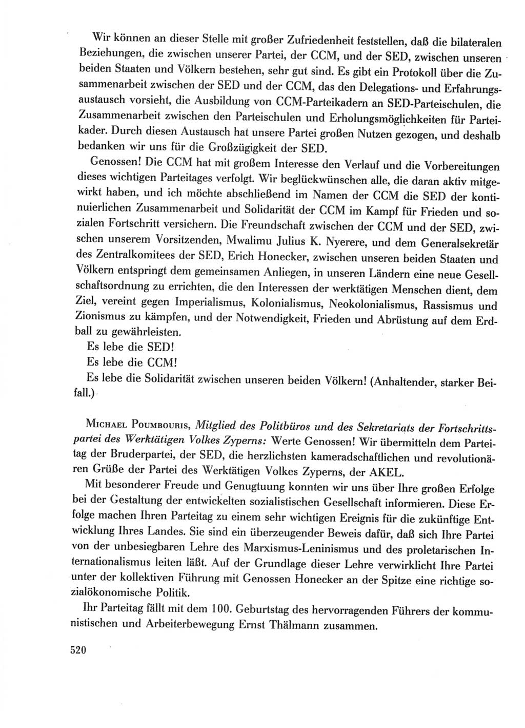 Protokoll der Verhandlungen des Ⅺ. Parteitages der Sozialistischen Einheitspartei Deutschlands (SED) [Deutsche Demokratische Republik (DDR)] 1986, Seite 520