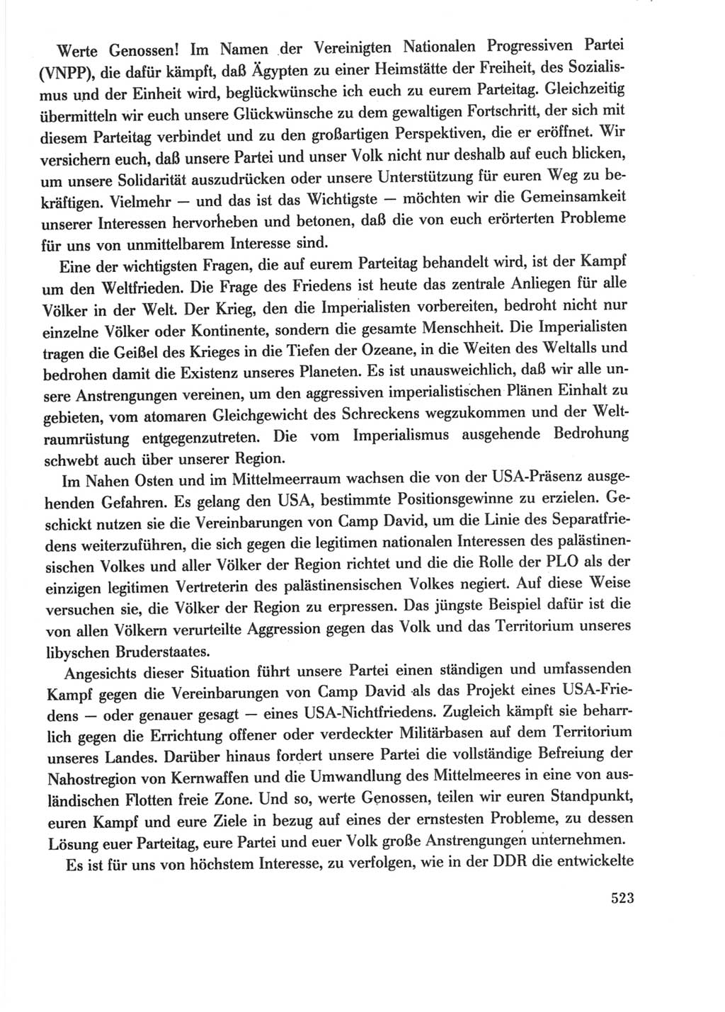 Protokoll der Verhandlungen des Ⅺ. Parteitages der Sozialistischen Einheitspartei Deutschlands (SED) [Deutsche Demokratische Republik (DDR)] 1986, Seite 523