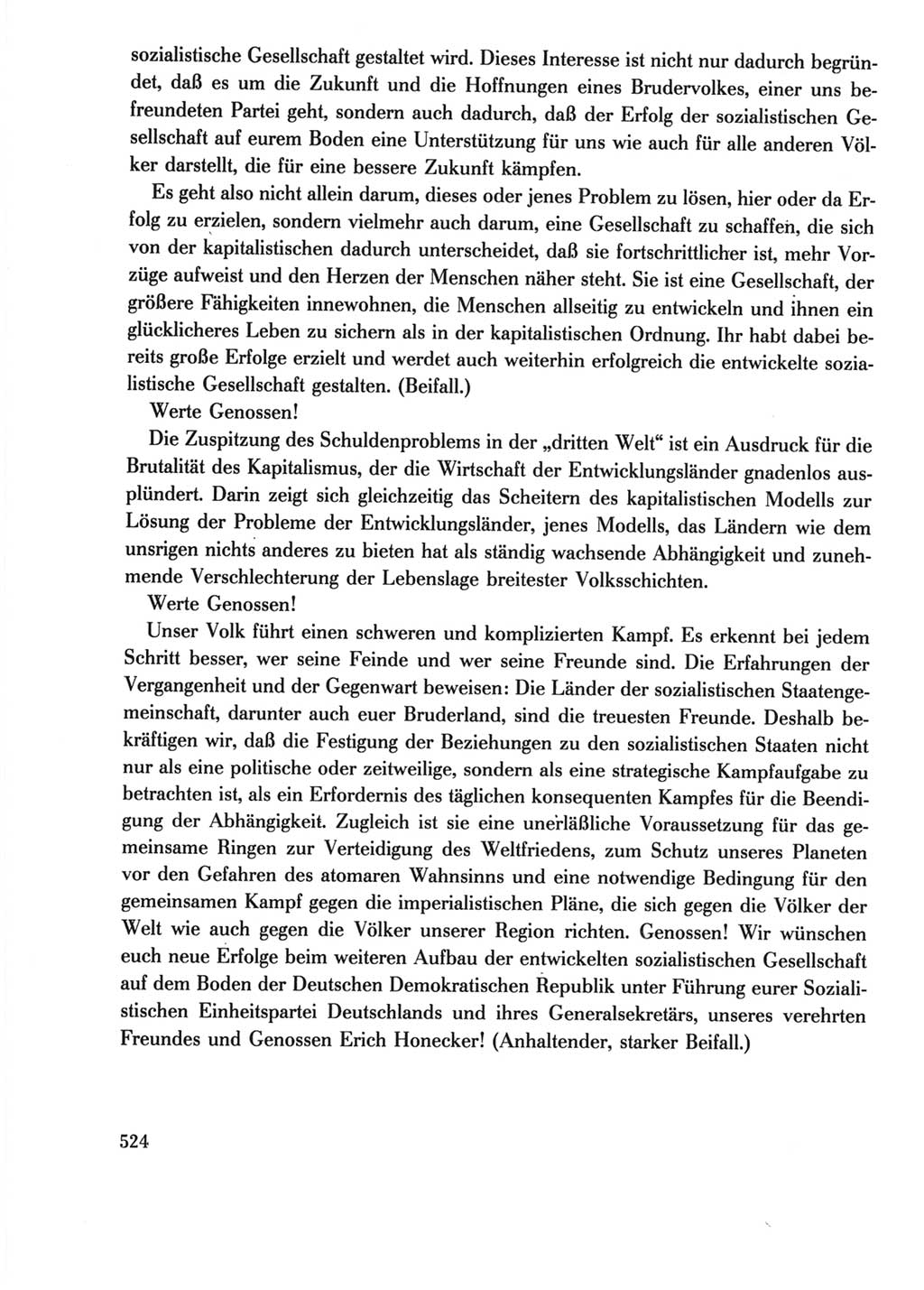 Protokoll der Verhandlungen des Ⅺ. Parteitages der Sozialistischen Einheitspartei Deutschlands (SED) [Deutsche Demokratische Republik (DDR)] 1986, Seite 524