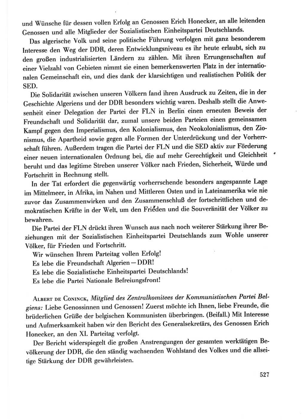 Protokoll der Verhandlungen des Ⅺ. Parteitages der Sozialistischen Einheitspartei Deutschlands (SED) [Deutsche Demokratische Republik (DDR)] 1986, Seite 527