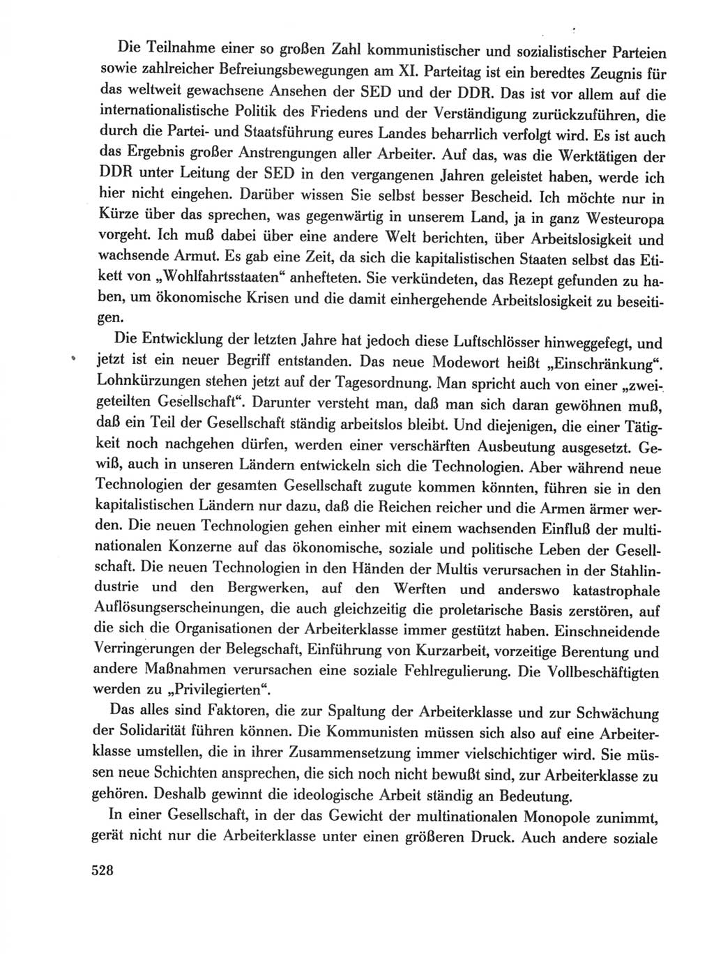 Protokoll der Verhandlungen des Ⅺ. Parteitages der Sozialistischen Einheitspartei Deutschlands (SED) [Deutsche Demokratische Republik (DDR)] 1986, Seite 528