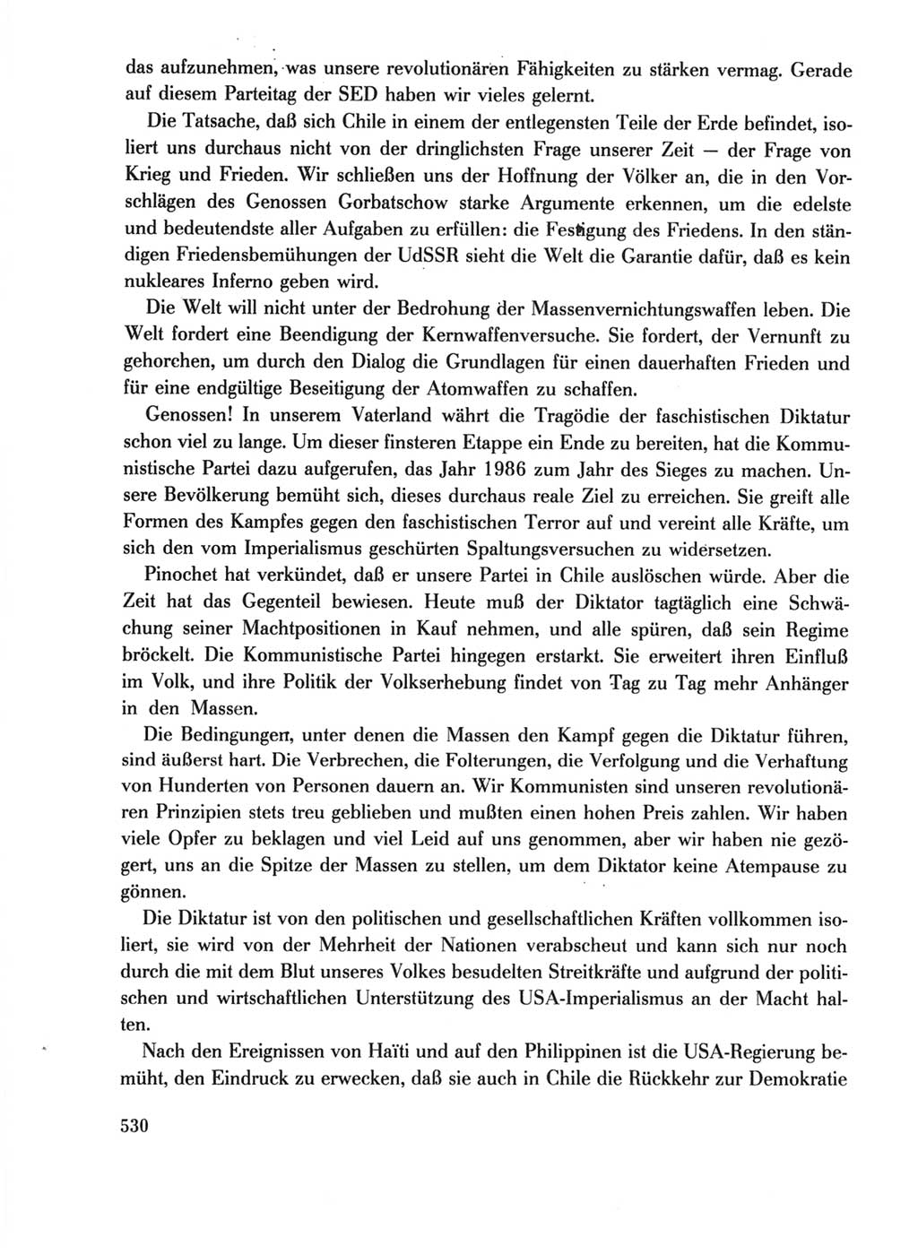 Protokoll der Verhandlungen des Ⅺ. Parteitages der Sozialistischen Einheitspartei Deutschlands (SED) [Deutsche Demokratische Republik (DDR)] 1986, Seite 530