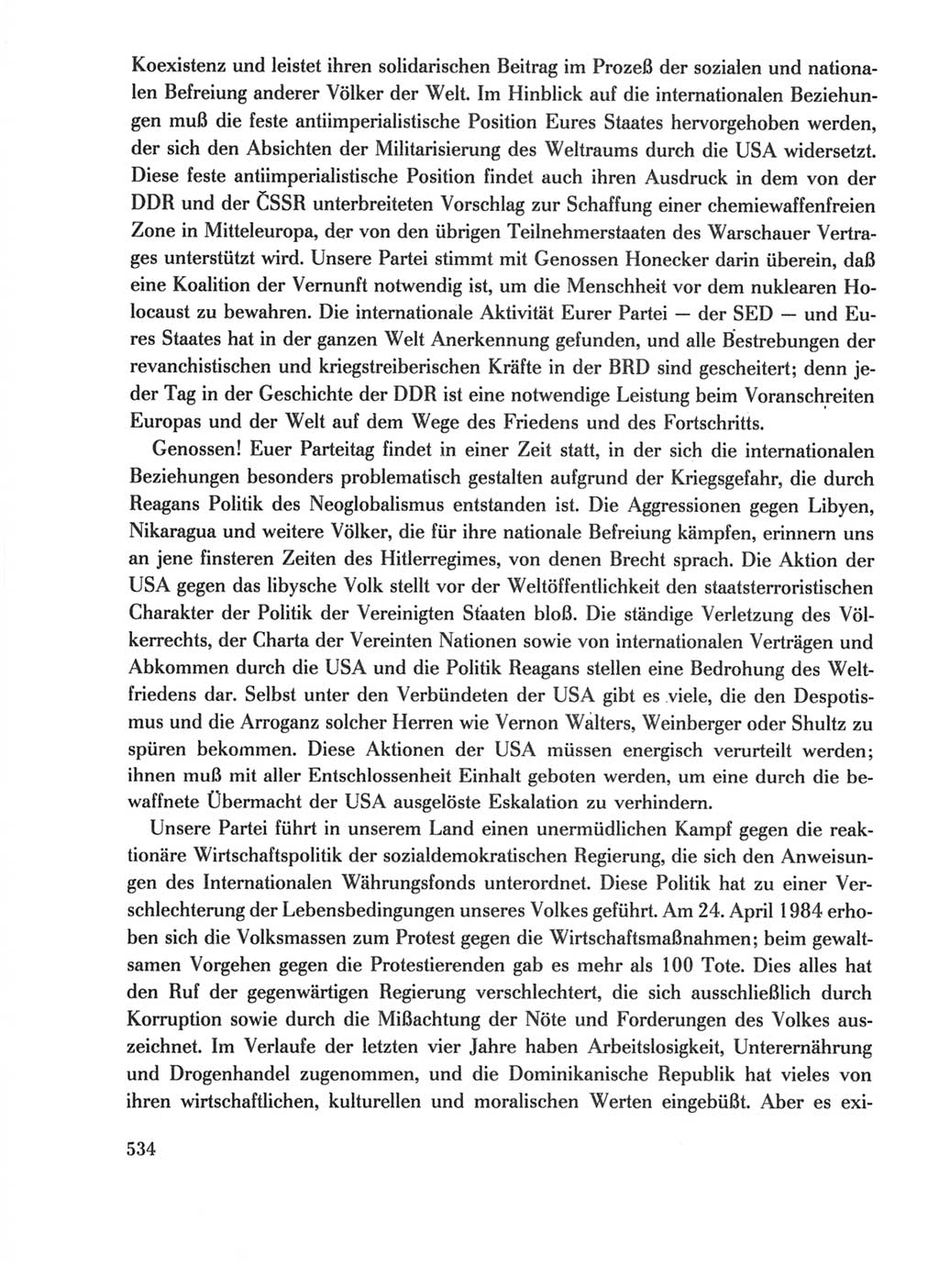 Protokoll der Verhandlungen des Ⅺ. Parteitages der Sozialistischen Einheitspartei Deutschlands (SED) [Deutsche Demokratische Republik (DDR)] 1986, Seite 534