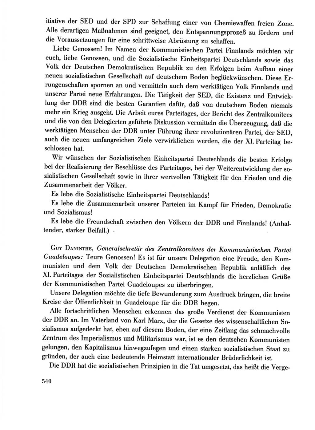 Protokoll der Verhandlungen des Ⅺ. Parteitages der Sozialistischen Einheitspartei Deutschlands (SED) [Deutsche Demokratische Republik (DDR)] 1986, Seite 540