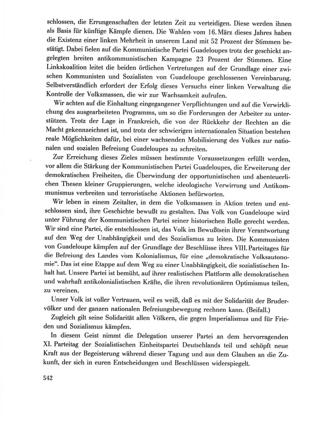 Protokoll der Verhandlungen des Ⅺ. Parteitages der Sozialistischen Einheitspartei Deutschlands (SED) [Deutsche Demokratische Republik (DDR)] 1986, Seite 542