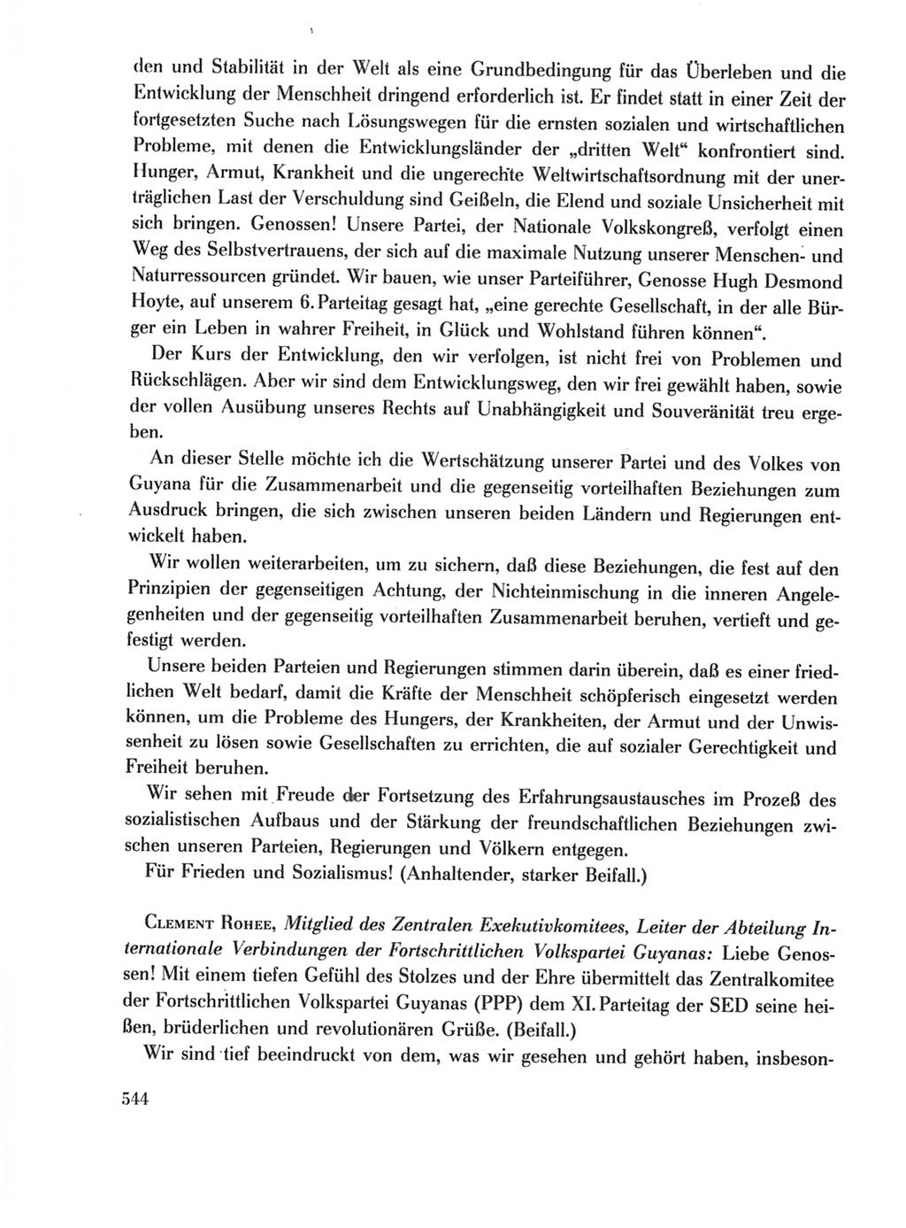 Protokoll der Verhandlungen des Ⅺ. Parteitages der Sozialistischen Einheitspartei Deutschlands (SED) [Deutsche Demokratische Republik (DDR)] 1986, Seite 544