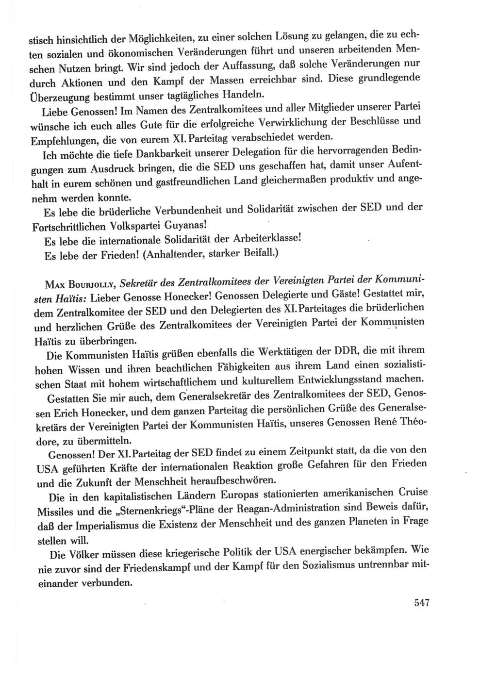 Protokoll der Verhandlungen des Ⅺ. Parteitages der Sozialistischen Einheitspartei Deutschlands (SED) [Deutsche Demokratische Republik (DDR)] 1986, Seite 547