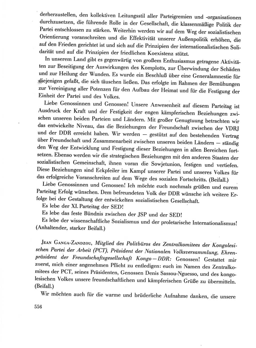 Protokoll der Verhandlungen des Ⅺ. Parteitages der Sozialistischen Einheitspartei Deutschlands (SED) [Deutsche Demokratische Republik (DDR)] 1986, Seite 556