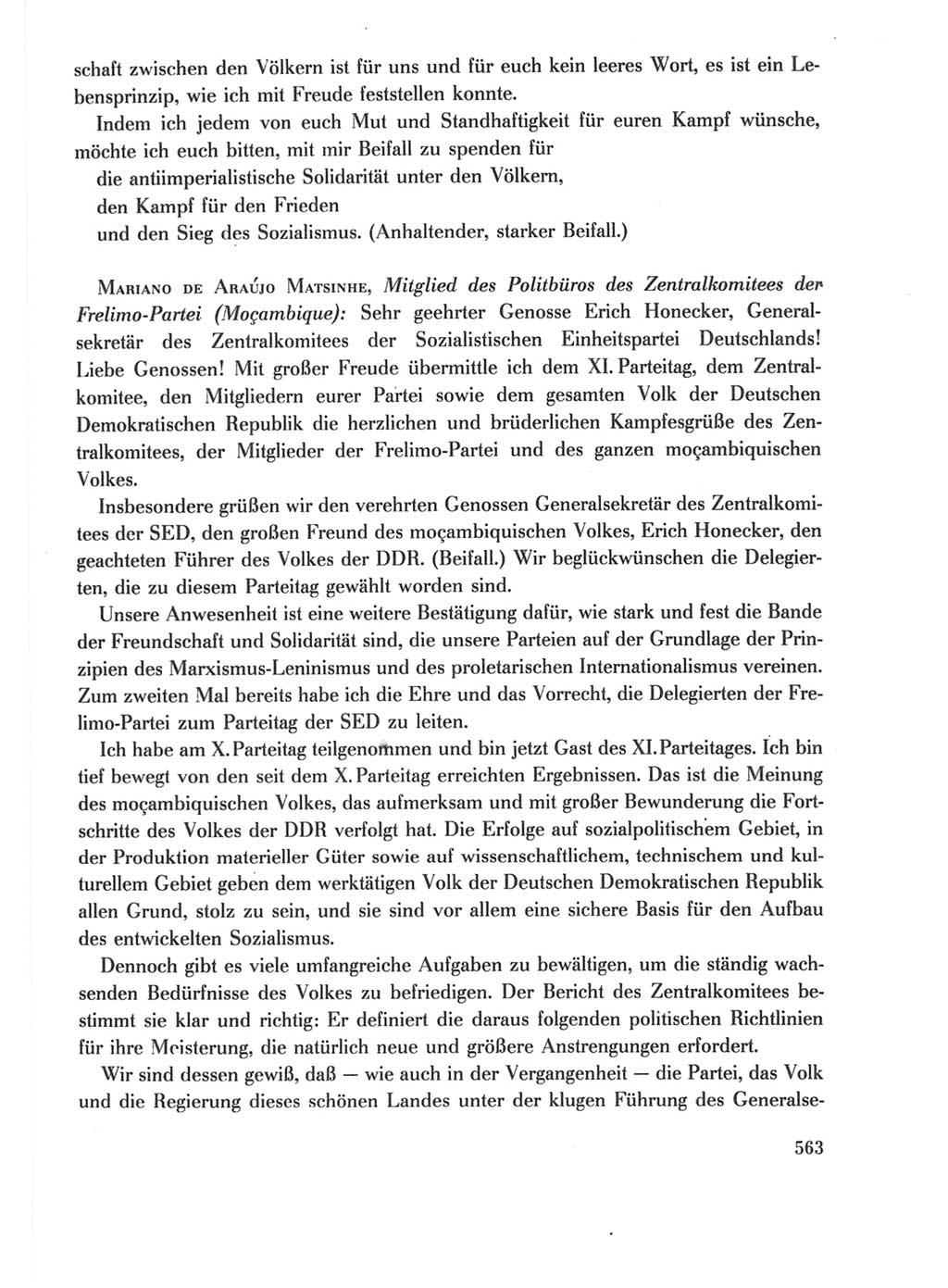 Protokoll der Verhandlungen des Ⅺ. Parteitages der Sozialistischen Einheitspartei Deutschlands (SED) [Deutsche Demokratische Republik (DDR)] 1986, Seite 563