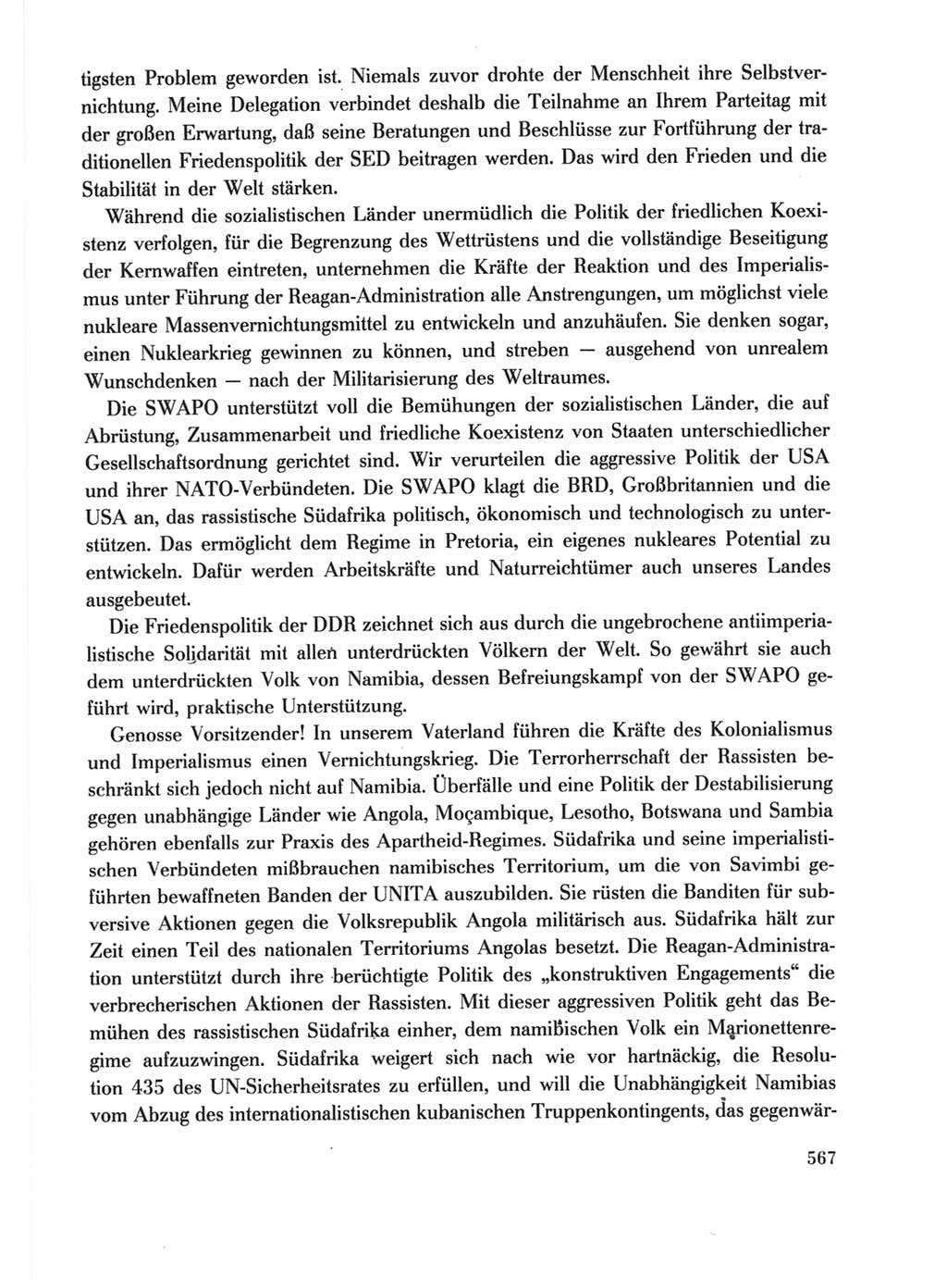 Protokoll der Verhandlungen des Ⅺ. Parteitages der Sozialistischen Einheitspartei Deutschlands (SED) [Deutsche Demokratische Republik (DDR)] 1986, Seite 567