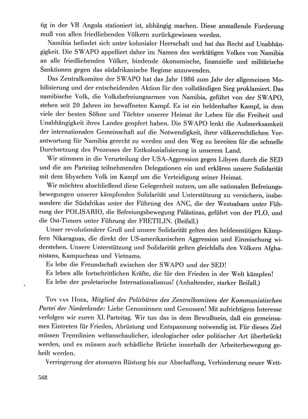 Protokoll der Verhandlungen des Ⅺ. Parteitages der Sozialistischen Einheitspartei Deutschlands (SED) [Deutsche Demokratische Republik (DDR)] 1986, Seite 568