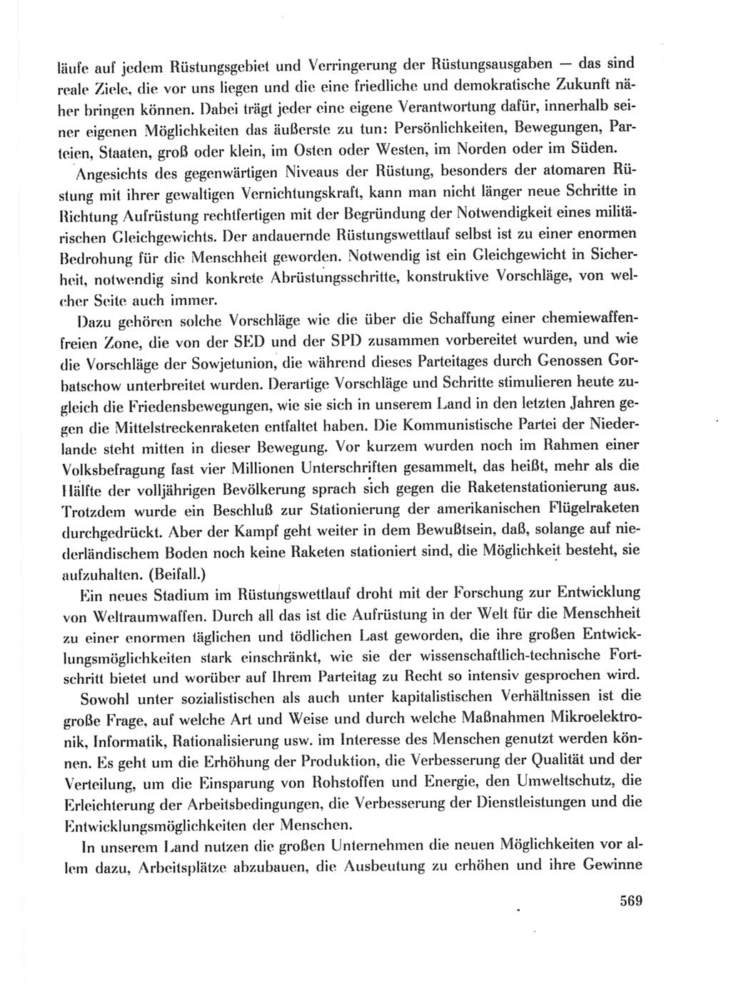 Protokoll der Verhandlungen des Ⅺ. Parteitages der Sozialistischen Einheitspartei Deutschlands (SED) [Deutsche Demokratische Republik (DDR)] 1986, Seite 569
