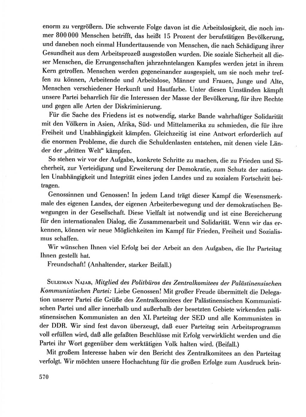 Protokoll der Verhandlungen des Ⅺ. Parteitages der Sozialistischen Einheitspartei Deutschlands (SED) [Deutsche Demokratische Republik (DDR)] 1986, Seite 570