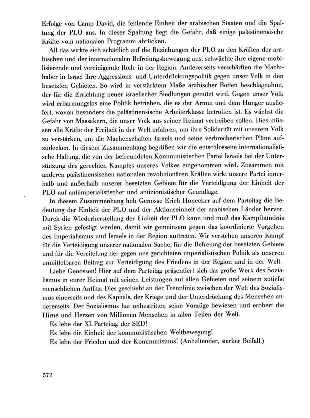 Protokoll der Verhandlungen des Ⅺ. Parteitages der Sozialistischen Einheitspartei Deutschlands (SED) [Deutsche Demokratische Republik (DDR)] 1986, Seite 572
