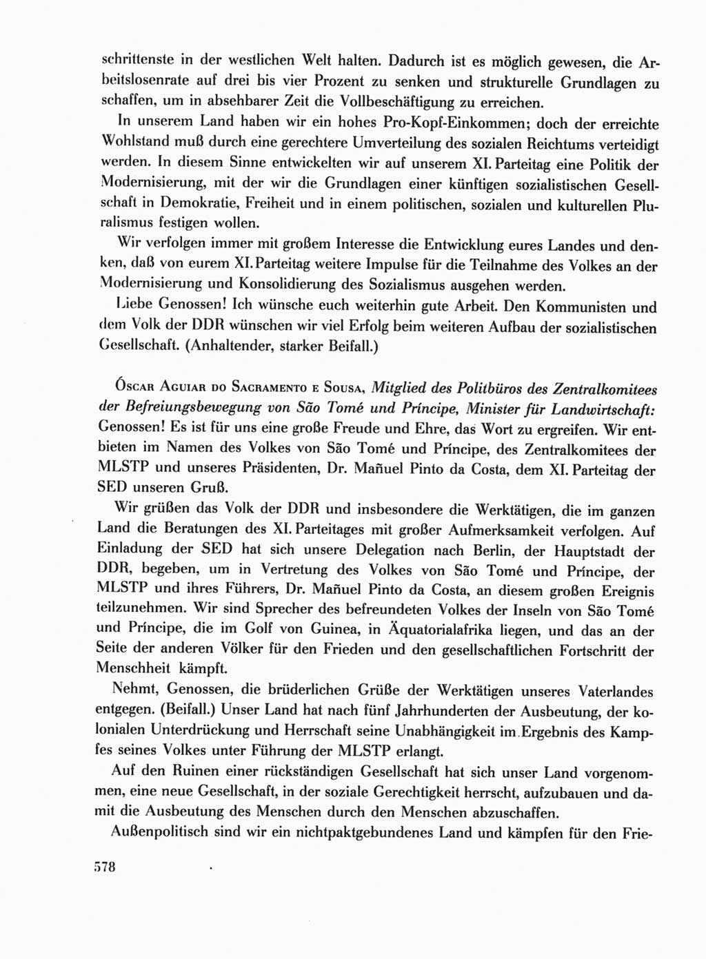Protokoll der Verhandlungen des Ⅺ. Parteitages der Sozialistischen Einheitspartei Deutschlands (SED) [Deutsche Demokratische Republik (DDR)] 1986, Seite 578
