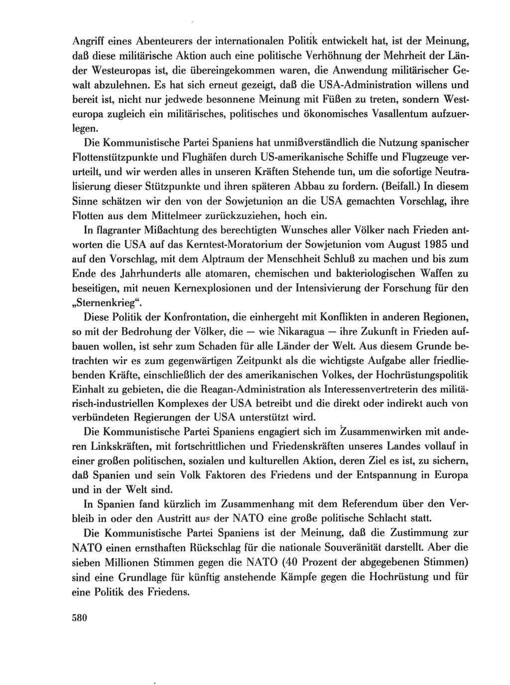 Protokoll der Verhandlungen des Ⅺ. Parteitages der Sozialistischen Einheitspartei Deutschlands (SED) [Deutsche Demokratische Republik (DDR)] 1986, Seite 580