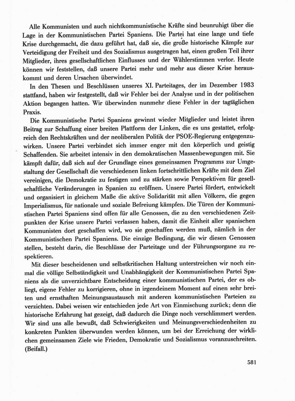 Protokoll der Verhandlungen des Ⅺ. Parteitages der Sozialistischen Einheitspartei Deutschlands (SED) [Deutsche Demokratische Republik (DDR)] 1986, Seite 581