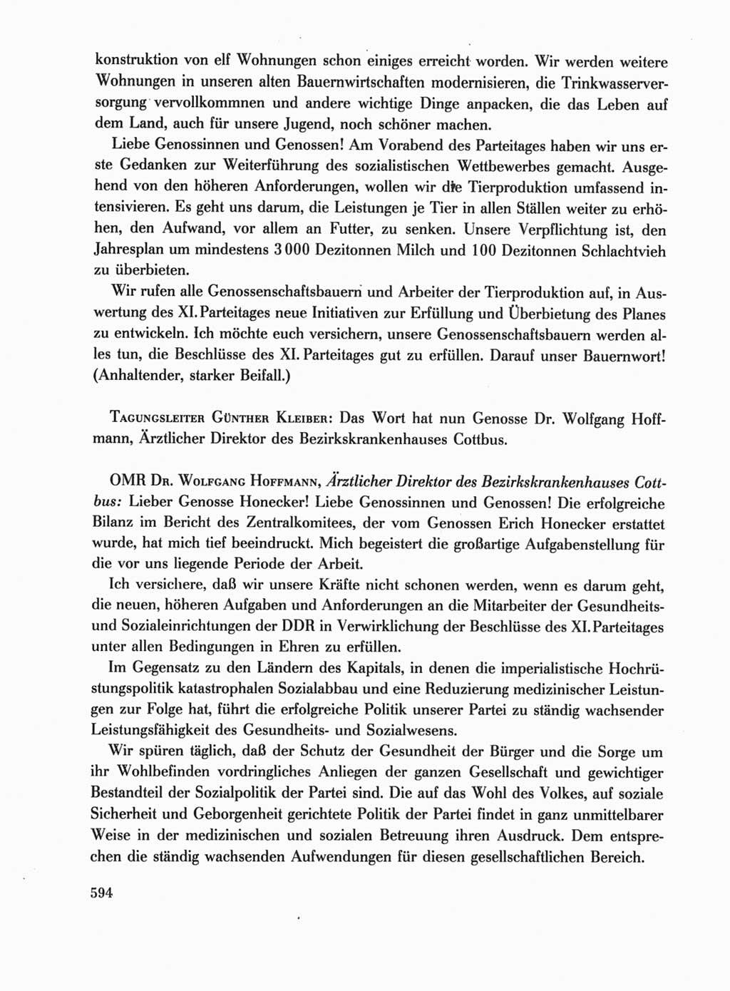 Protokoll der Verhandlungen des Ⅺ. Parteitages der Sozialistischen Einheitspartei Deutschlands (SED) [Deutsche Demokratische Republik (DDR)] 1986, Seite 594