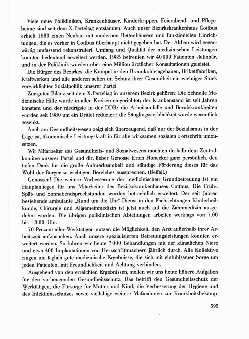 Protokoll der Verhandlungen des Ⅺ. Parteitages der Sozialistischen Einheitspartei Deutschlands (SED) [Deutsche Demokratische Republik (DDR)] 1986, Seite 595