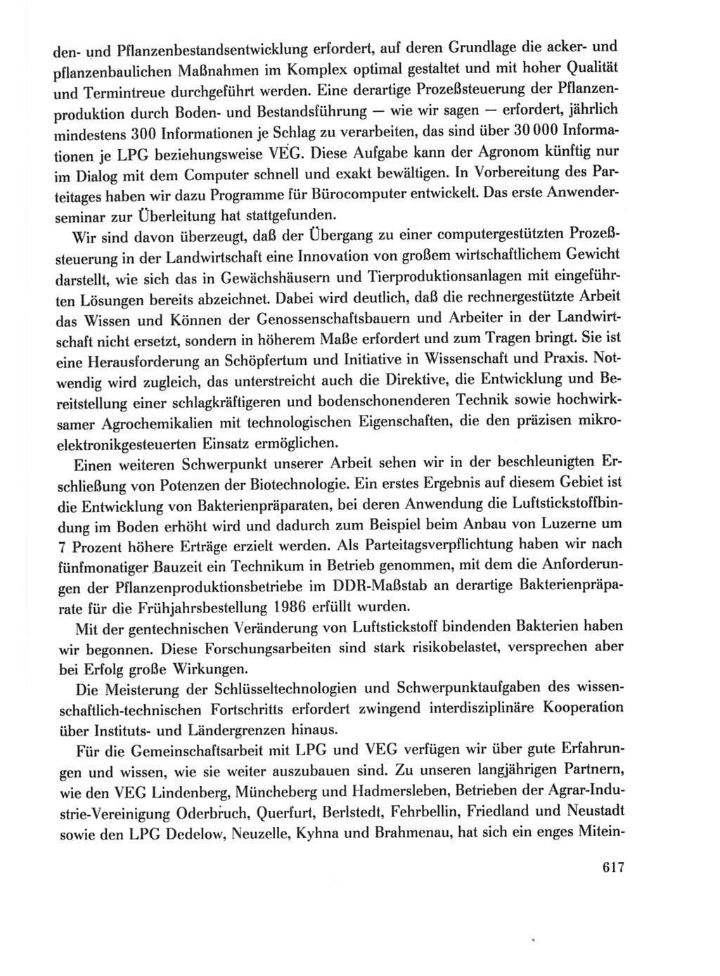 Protokoll der Verhandlungen des Ⅺ. Parteitages der Sozialistischen Einheitspartei Deutschlands (SED) [Deutsche Demokratische Republik (DDR)] 1986, Seite 617