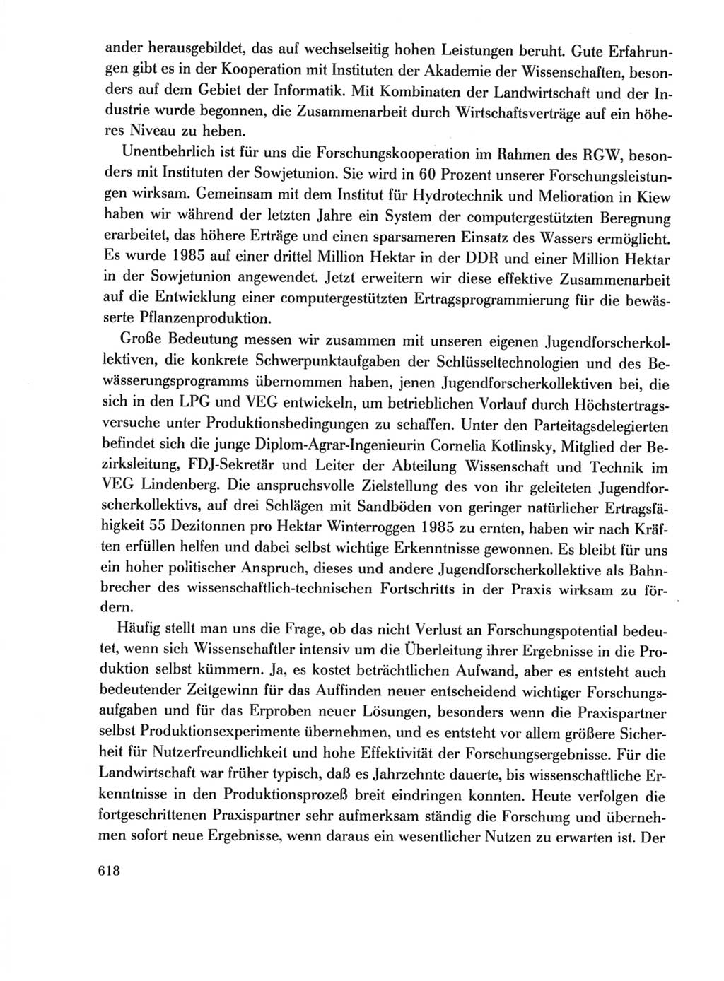 Protokoll der Verhandlungen des Ⅺ. Parteitages der Sozialistischen Einheitspartei Deutschlands (SED) [Deutsche Demokratische Republik (DDR)] 1986, Seite 618