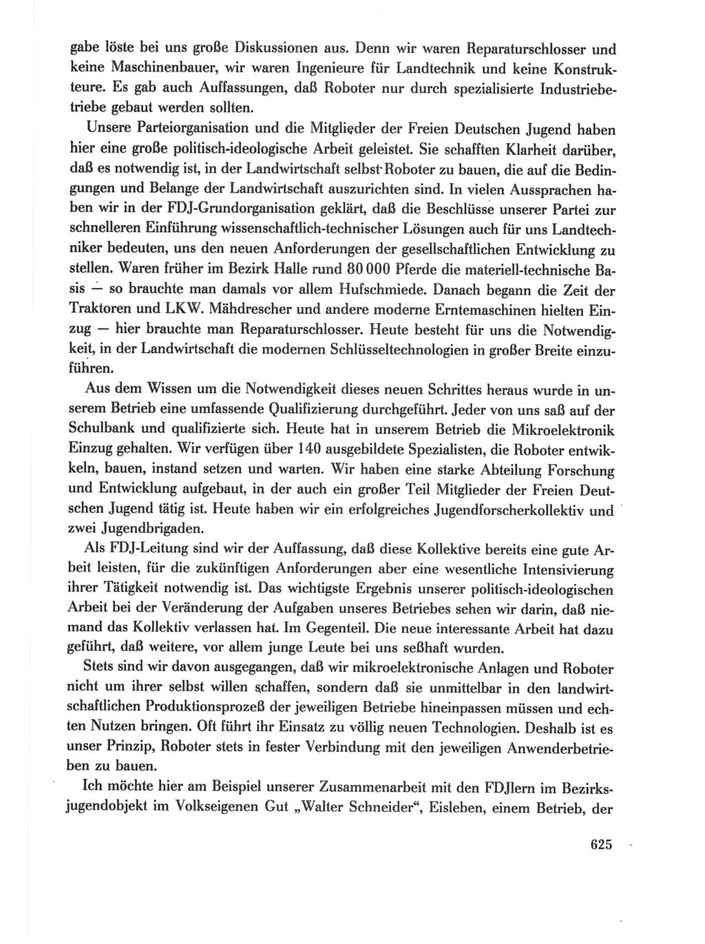 Protokoll der Verhandlungen des Ⅺ. Parteitages der Sozialistischen Einheitspartei Deutschlands (SED) [Deutsche Demokratische Republik (DDR)] 1986, Seite 625