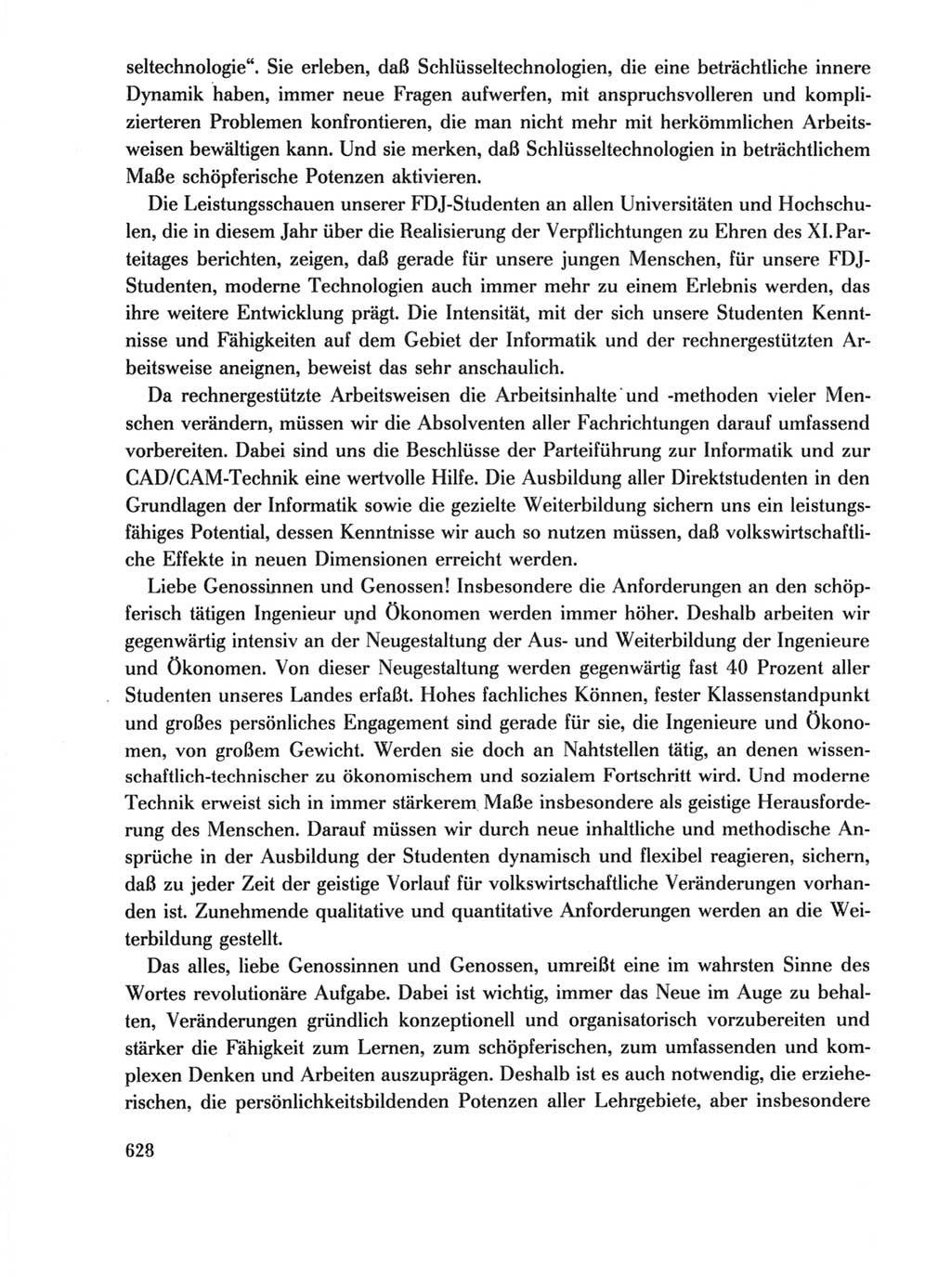 Protokoll der Verhandlungen des Ⅺ. Parteitages der Sozialistischen Einheitspartei Deutschlands (SED) [Deutsche Demokratische Republik (DDR)] 1986, Seite 628