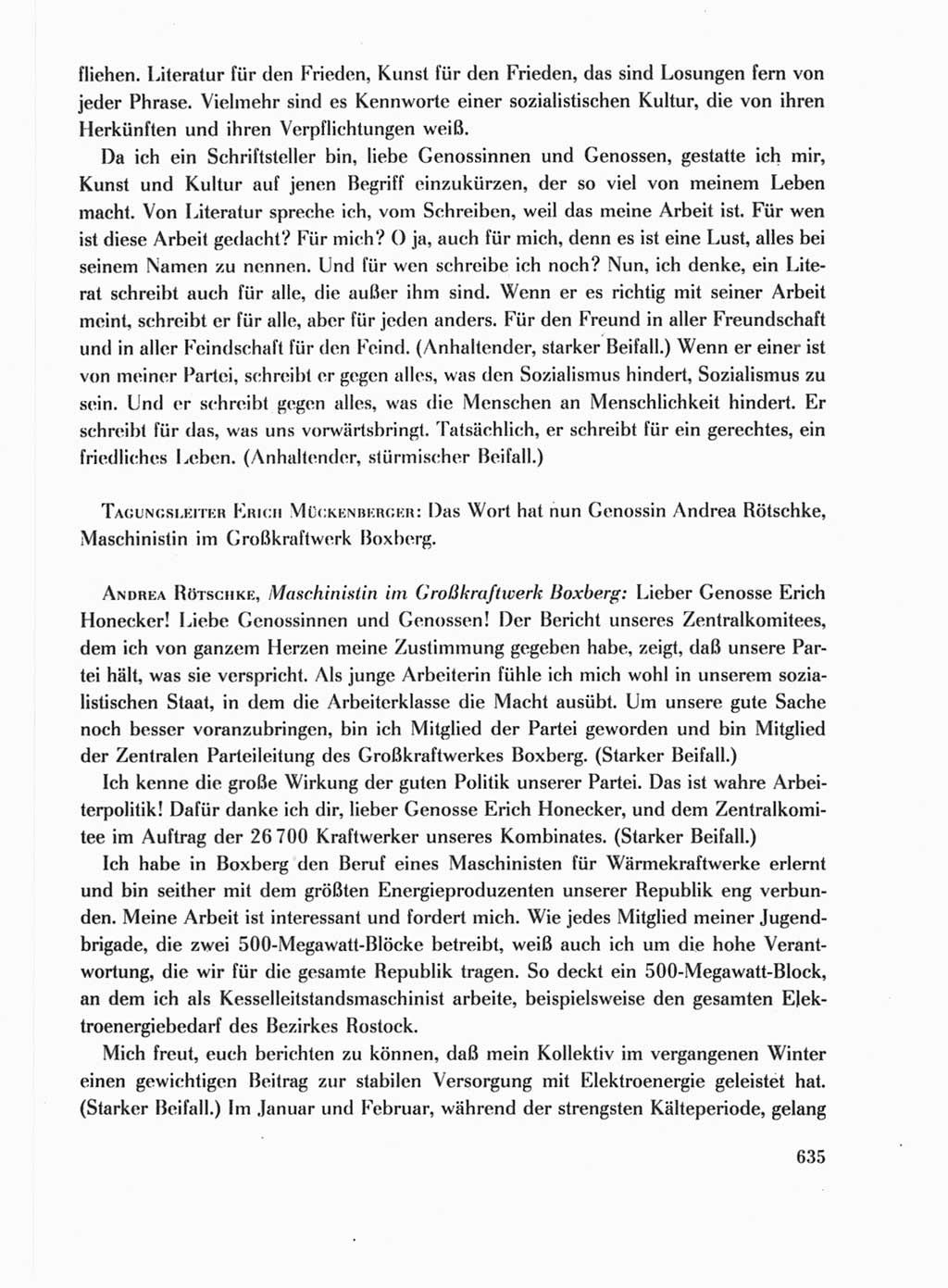 Protokoll der Verhandlungen des Ⅺ. Parteitages der Sozialistischen Einheitspartei Deutschlands (SED) [Deutsche Demokratische Republik (DDR)] 1986, Seite 635