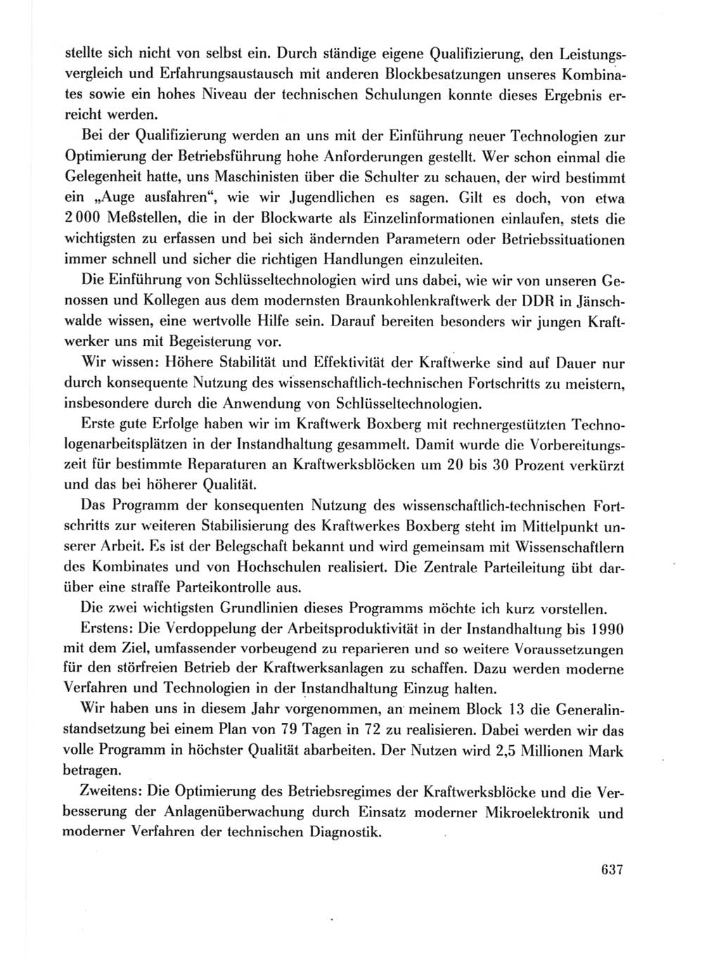 Protokoll der Verhandlungen des Ⅺ. Parteitages der Sozialistischen Einheitspartei Deutschlands (SED) [Deutsche Demokratische Republik (DDR)] 1986, Seite 637